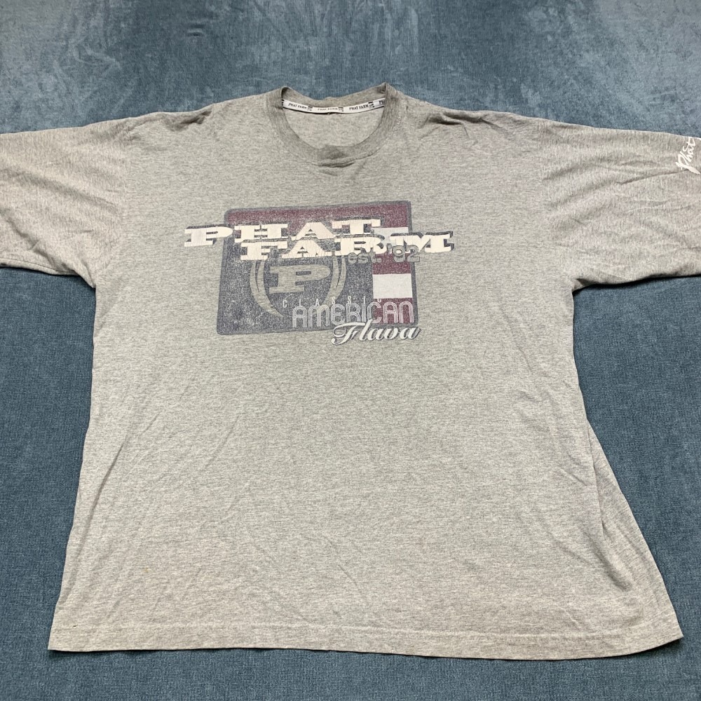 VTG Phat Farm Classic American Flava T Shirt Mens XL Heather Gray